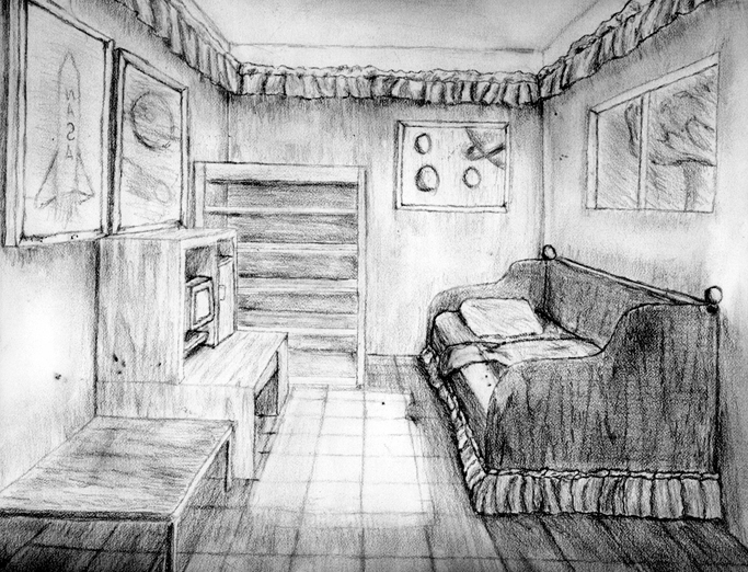 One Point Perspective Bedroom Picture